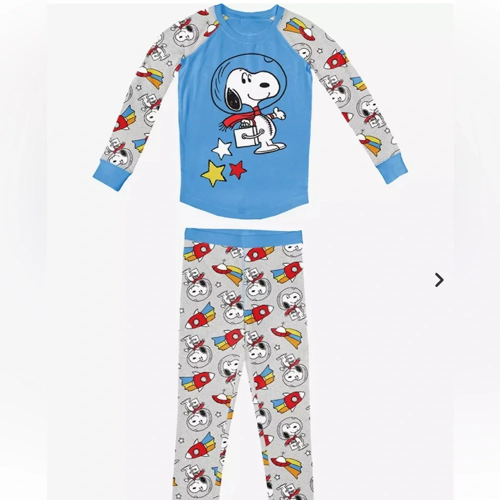 Munki Munki X Peanuts Tight Long Sleeve Raglan Tee and Pant Pajama Set Size 3